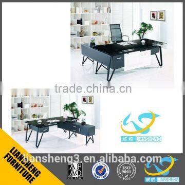 Office furniture office table tempered glass office table desk executive desk with stainless steel base