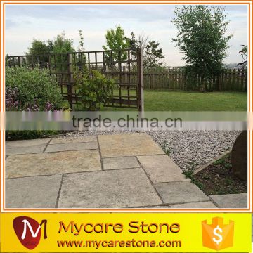 Natural grey flamed limestone paving