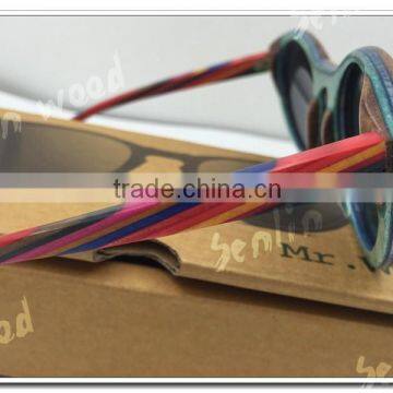 Mr.Wood Nature Newest Design Zerba Wood Frame Colorful Temples Fashion Wooden Sunglasses