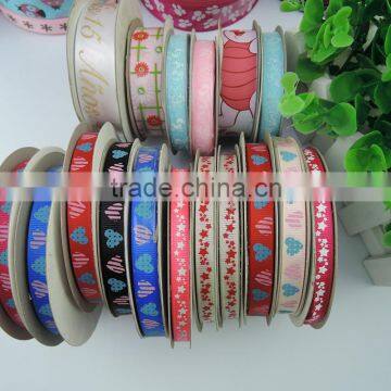 Custom various color and pattern printed grosgrain ribbon