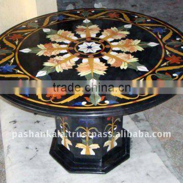 Black Marble Round Table Top