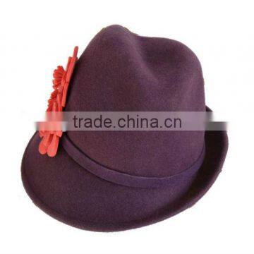 Fashion ladies' wool felt fedora hats