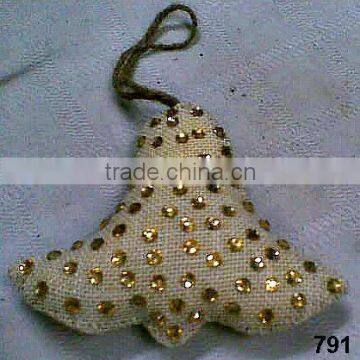 Jute & Glass Beads Stocking Christmas Tree Ornaments & Decoration