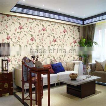 Wholesale deep embossed Flower design decorative vinyl /pvc wallpaper