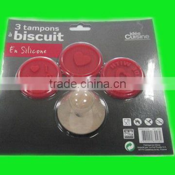 Hot selling funny silicone DIY cookie stamp, set of 3