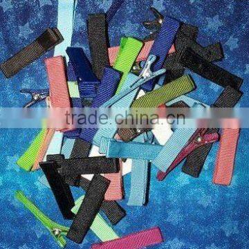 Single Prong Grosgrain Ribbon Full Lined Alligator Hair Clip (FCK-100960030-B)