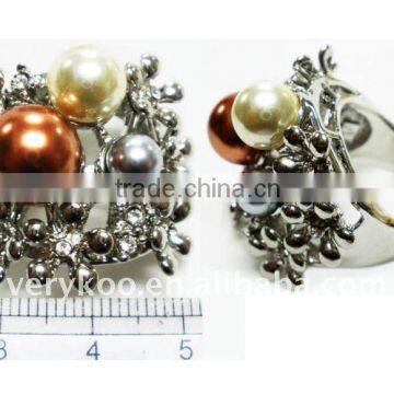 Pearl Flower Imitation Alloy Ring (FCK-11235)