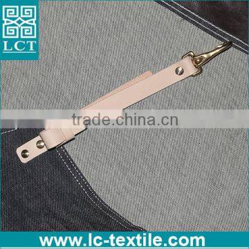 Black Denim Apron With Leather Straps photo-3