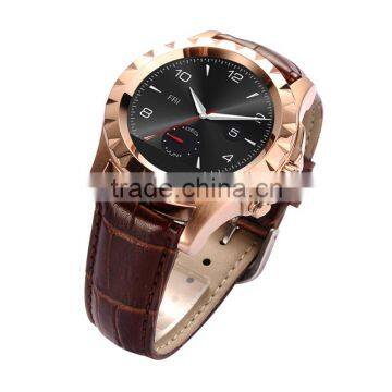 No.1 Sun S2 Smart Watch Glod+Brown LEATHER Bluetooth 3.0 IP67 Waterproof Heart Rate Monitor Remote Camera Sports Tracking