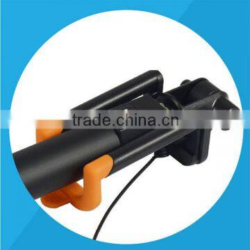 Wired monopod selfie stick headphone cable control With Mirror for Samsung iPhone