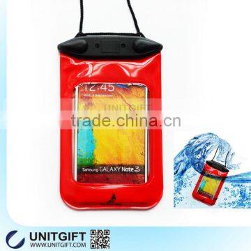 2015 top pvc waterproof mobile pouch with neck strap, armband and eaphone for outdoor sports