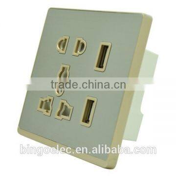 Uk Standard Multi Function 5pin Wall Socket With Double USB Socket photo-2