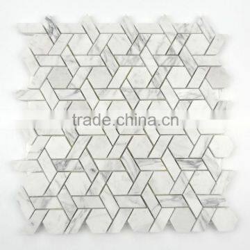 Beautiful design white waterjet marble floor design with chips tiles