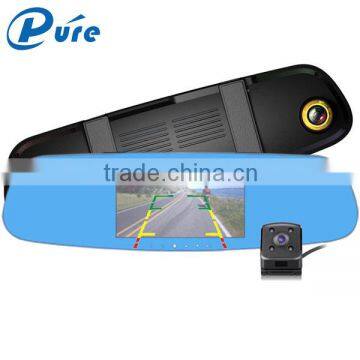 FuLL HD 1080P Car Recorder Super Slim Design Rearview Mirror Car DVR 5"LCD Built-in G-Sensor Motion Detection