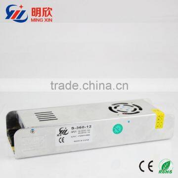 High quality 360w DC 12v 30a strip shape led lights driver ,slim power supply