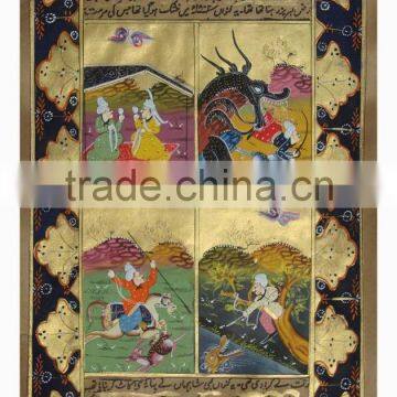 Persian Miniature Painting India Drawing Islamic Muslim Arabic Artwork Art Gallery Indian Antique Vintage Handmade