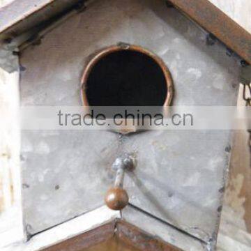 Antique Galvenized Metal Garden Bird House photo-5