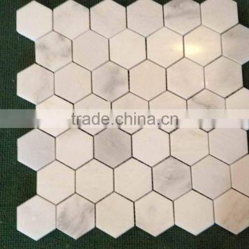 Bianco Carrara White Marble Mosaic Antique Polished Tile Middle Hexagon photo-4