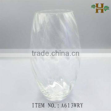 cheap handblown clear wave pattern glass vases