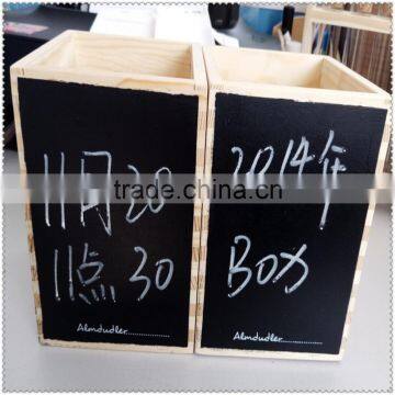 Trade Assurance Burnt Finish Stackable Wooden Display Crates with Chalk Board Blackboard Panel