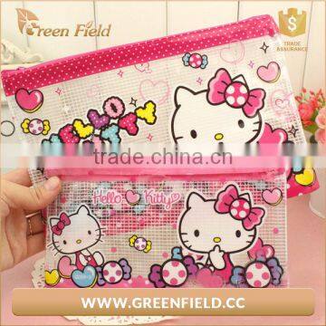 promotion hello kitty clear pencil pouch kids cartoon zipper pvc pencil bag