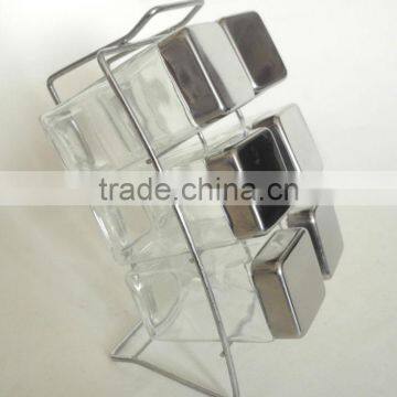 clear square glass kit for spice condiment holder