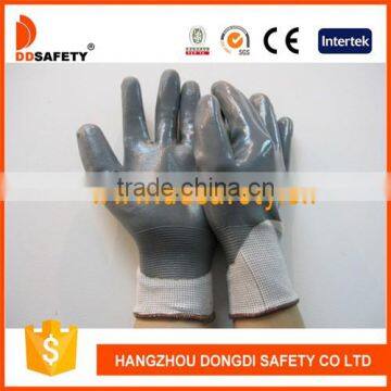 DDSAFETY 2017 Hot Sales Safety Gloves Grey Fully Nitrile Gloves