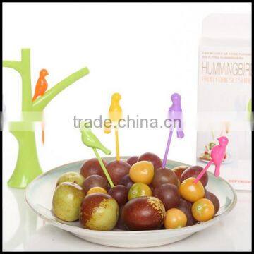 eco-friendly Creative Cute design bird shape ABS plastic fruit fork wholesale