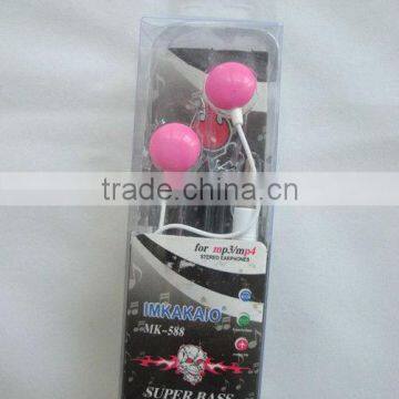 pink earphones Headphones 3.5MM BASS MP4 MP3 2 earphone