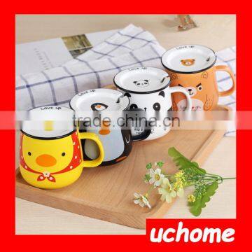 UCHOME High Quality Cartoon Ceramic Coffee Tea Milk Breakfast Cup Mug With Lid photo-4