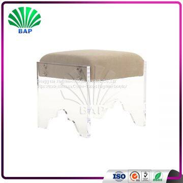 Eco-Friendly Acrylic Leg Stool Living Room Kids Stool Leather Cushion Plexiglass Ottomans photo-3
