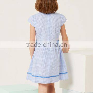 2017 Summer New Children's Cotton School Girl Belted Plaid Dress photo-4