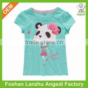 girls newest design short sleeve t shirt with water base printing