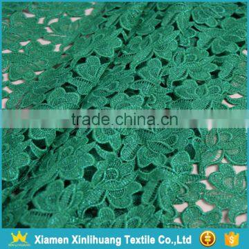 Best Selling Water Soluble 100 Polyester Emerald Green Lace Fabric for Dress photo-2