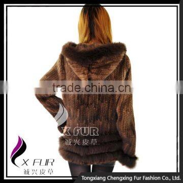 CX-G-A-191B Wholesale 2016 Hot Selling Knitted Mink Fur Hooded Zipper Womens Clothes photo-2