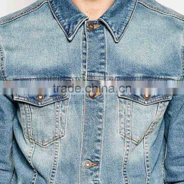 Light Blue Fitness Denim Men Jean Jacket Fashion Street Wear photo-3
