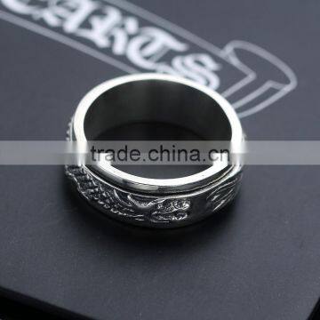 Fancy Chinese Dragon Design Cool Punk Style Brass / 925 Sterling Silver Men's Ring photo-3