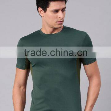 Men Green Solid Custom Color Round Neck T-Shirt Customize Mens Sports Bodybuild Tops Pure Polyester Always Fresh Running Tee photo-2
