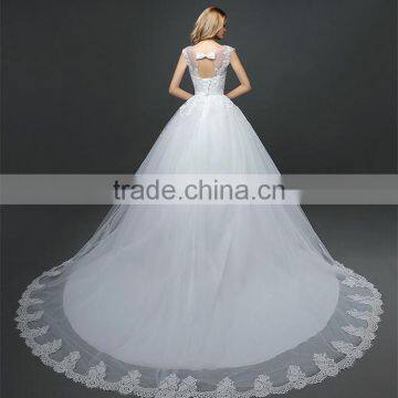 Women Sexy Strapless See-through Hollow Back Beaded Lace Appliqued Wedding Dress Back Straps Crossover photo-2