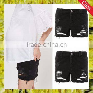 2017 new arrival fashion slim fit black women rip mom maternity cloth shorts panties China suppliers good price wholesale