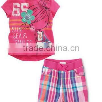 new arrival baby girls hot pink 2pcs clothing sets kids summer clothes suits baby outfits