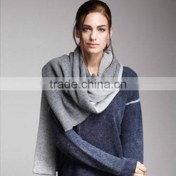 2 grey colors double faces knitting pattern cashmere neck wrap