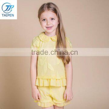 Fashion Puff Sleeve Girls Boutique Clothing Set Wholesale Children's Clothes