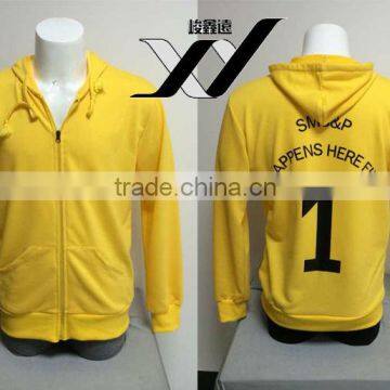 wholesale custom men zipper hoodie jacket with back silk screen printing