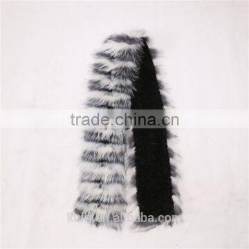 Super Long 150cm Winter Trendy Real Fox Fur Scarves Long Fox Fur Muffler Black and White Striped Fox Fur Scarf Zebra Scarves photo-4