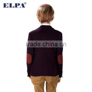 ELPA 2016 Style NXB0025 Boy Gender Plus Size Check Boy Blazer With Red Elbow Patch photo-3