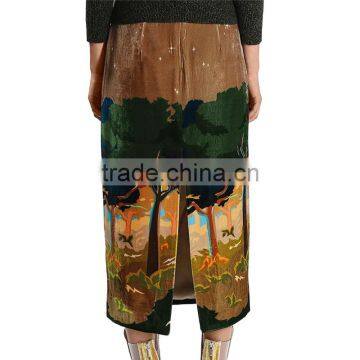 2017 OEM Spring Landscape Printed Valiant Long Maxi Skirts