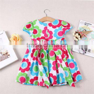 Beautiful Flower Printing Summer Girls Wholesale One Piece Cotton Dress photo-2