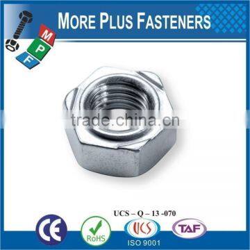 Made in Taiwan Galvanized Steel Plain Steel Stainless Steel Hexagon Weld Nut