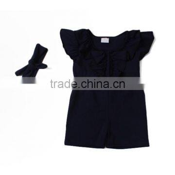 New style wholesale price solid color customized navy blue newborn adult baby romper